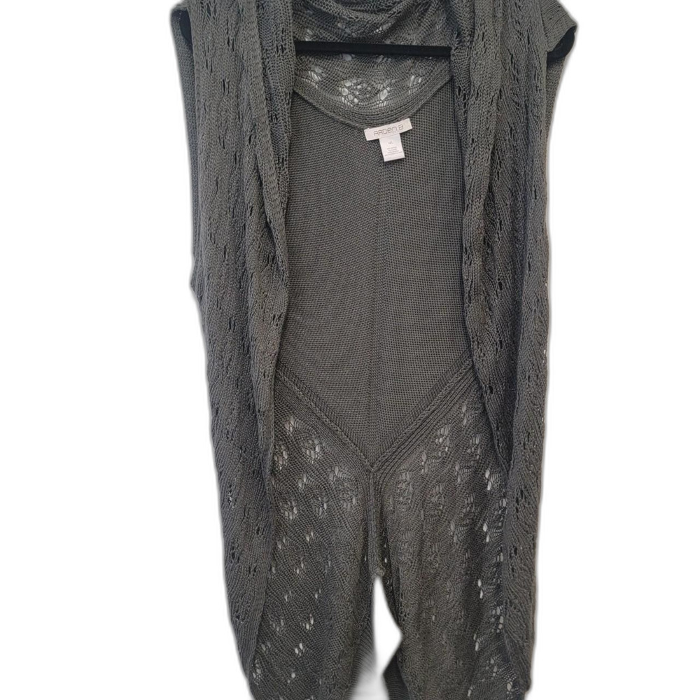 Arden B Green Crochet Knit Cardigan Size M Boho